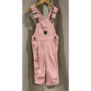 John Deere Girls' Hickory Pink Striped Overalls Youth 2T